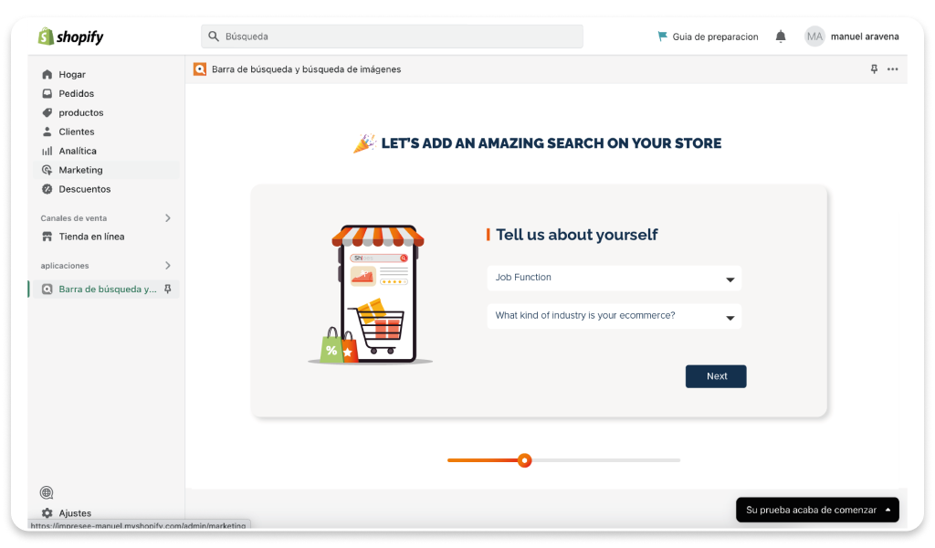 Impresee's Smart Search Bar app on Shopify - step 2